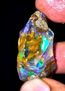 very rare Natural Ethiopian Opal Rough, Raw Opal, welo fire opal, multi Fir 1265 - Picture 1 of 5