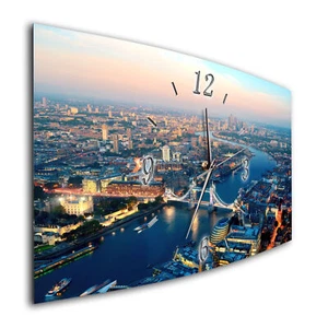 BM Wanduhr 50 cm x 25 cm leises Uhrwerk Quarzuhrwerk 7729-1a Skyline London - Bild 1 von 4