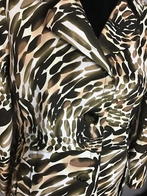 Chaqueta Rafaella Mujer Mediana Manga 3/4 Estampado Animal Marrón Blanco Blazer Foto 1 de 4