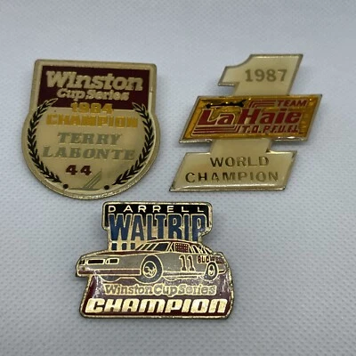 Lot Of 3 Pins Winston Cup Series 1984 Champion Terry Labonte Darrell Waltrip - Image 1 of 4