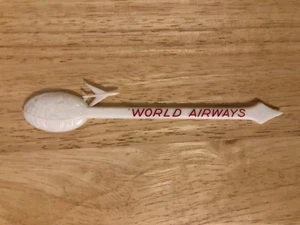 World Airways Swizzle Stick Drink Stirrer globe & PLANE Super hard to find! - Picture 1 of 6