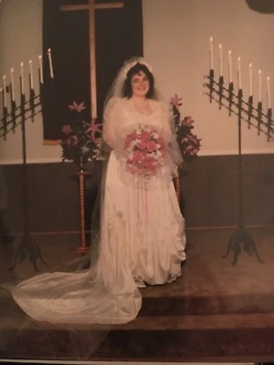 Vestido de novia, sin tirantes, tocado y patrón original Foto 1 de 4