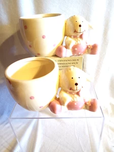 Set Of 2 New White Bunny Rabbit Mugs with Pink Dots**FREE POSTAGE** NEW - Picture 1 of 5