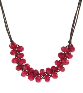 Collar $58 Marca FOSSIL Global Nomad Tejido Cuentas Rojas Cordón 26" Nuevo con Etiquetas - Imagen 1 de 3
