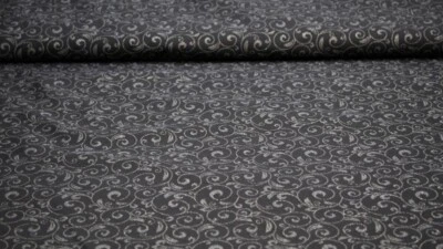 Brokatstoff edler schwarzer Brokat mit silber Ornamenten schwarz silber Stoff - Bild 1 von 4