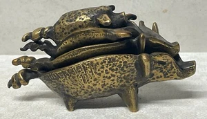 Ensemble de 4 petits cochons en bronze de Pfizer (cendriers) - Picture 1 of 14