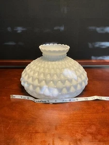 White Diamond Quilt Hobnail Milk Glass Hurricane Farmhouse Retro Lamp Shade - Picture 1 of 9