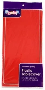 Red Plastic Tablecloth Rectangular 54" X 108" - Picture 1 of 12