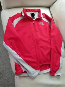 The North Face Womens Windbreaker Jacket Red Zip Hooded Pockets Small - Picture 1 of 12
