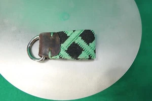 Smathers & Branson belt handmade leather key fob chain ring needlepoint - Picture 1 of 4