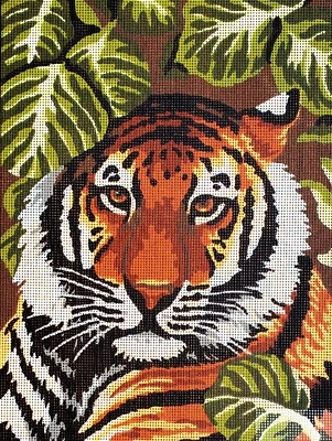 Needlepoint tapestry painted canvas 40.138 - Tiger (16"x20") GobelinL - Image 1 of 3