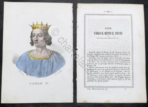 Biografia e stampa di Carlo II detto il tristo Re di Navarra - 1843 - Foto 1 di 1
