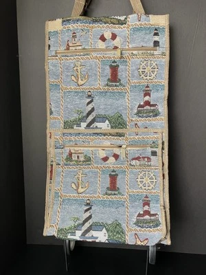 Vintage Jade Rolling Travel Bag Handles Wheels Nautical Tapestry Pattern 23 in - Image 1 of 4
