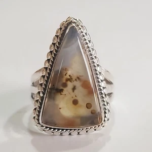 MONTANA ACHAT NATUR EDELSTEIN 925 STERLING SILBER HANDARBEIT SCHMUCK RING 3 BIS 12 - Bild 1 von 5