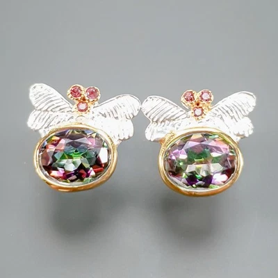 Pendientes Joyería Cuarzo Místico Natural Plata de Ley 925/E126672 Foto 1 de 4