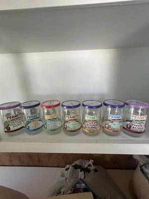 Vintage WELCH'S JELLY JARS, 7 GLASSES“PEANUTS COMIC CLASSICS” Full Set Of 7, 4” - Image 1 of 2
