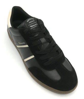 Tamaris 23624 sneaker pelle scamosciata nero ecopelle nero-bianca fondo gomma Foto 1 de 4
