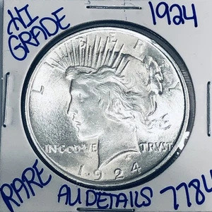 1924 SILVER PEACE DOLLAR AUTHENTIC HI GRADE U.S. MINT COIN FREE SHIPPING 7784 - Imagen 1 de 3