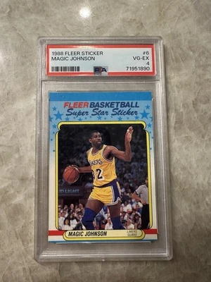 1988-89 Fleer Magic Johnson #6 Sticker Los Angeles Lakers NBA Basketball PSA 4 - Image 1 of 4