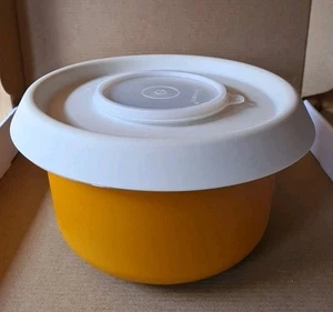 Original TUPPERWARE Anti-Spritzer Rührschüssel Vintage orange 3L Spritzschutz Deckel - Bild 1 von 8