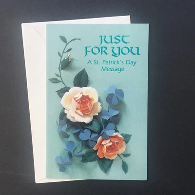 Vintage St. Patrick's Day Card Roses Just for You American Greetings Unused - Image 1 of 4