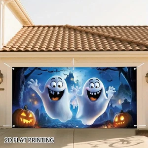 Lustig Geist Halloween Bauernhof Garage Tür Banner Gewebe Outdoor Hintergrund - Bild 1 von 14