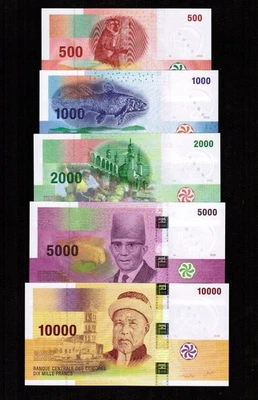 Comoros, Comores  Set  500 + 1000+ 2000 + 5000 + 10000 FRANCS  2005-06  Gem UNC - Image 1 of 2