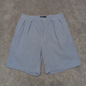 Vintage Polo Ralph Lauren Shorts Mens 34 Seersucker Tyler Pleated Chino Preppy - Picture 1 of 18