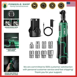 Powerful KIMO 12V Cordless Electric Ratchet Wrench, 40 Ft-lbs Torque Performance - Picture 1 of 8