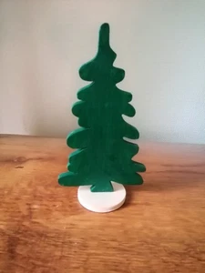 Weihnachts Deko Holz Weihnachtsbaum Tannenbaum grün natur Handarbeit 16 cm - Bild 1 von 3