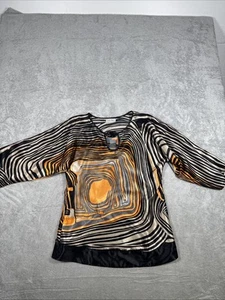 Kaelyn Max Women’s Blouse Multicolor Geometric Striped 3/4 Sleeve Size Medium - Picture 1 of 8