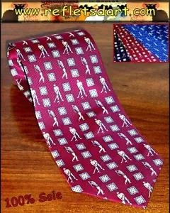 CRAVATE SOIE GOLF GOLFEURS PUT SILK BLUE TIE CRAVATTA SETA KRAWATTE SEIDE - Picture 1 of 1