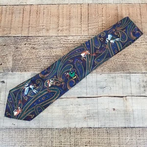 Vintage Looney Tunes 1993 Krawatte schwarz Paisley Muster mehrfarbig - Bild 1 von 7