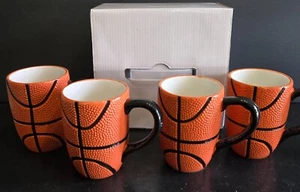 Basketball Textured Orange Coffee Tea Mugs Cups Set of 4 Kitchen Worthy w/ Box - Picture 1 of 10
