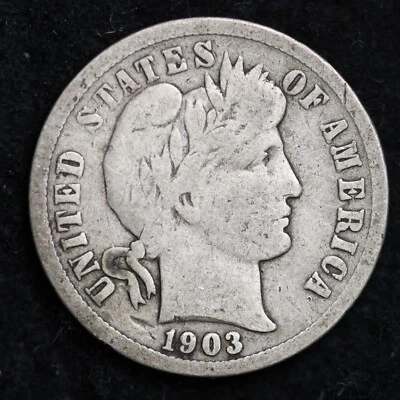 1903 Barber Silver Dime FINE RARE OLD COIN B373 YT - Image 1 of 2