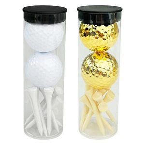 Gold Color Practice Golf Balls Gift Funny Golf Ball Tee Kit Golf Practicing Too - Picture 1 of 11
