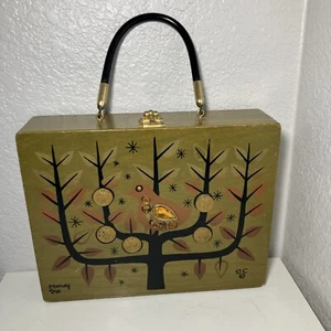 Vintage Enid Collins Geldbaum Geldbörse Holztasche Collins of Texas Juwel fehlt - Bild 1 von 14