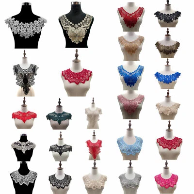 Lace Embroidered Applique Collar Trim Flower Neckline Scrapbooking Sewing NEW/U - Image 1 of 4