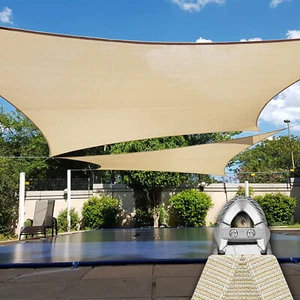 18ft Outdoor Rectangle Shade Sail with A-Ring Patio Garden Pool Sun Canopy Cover - Picture 1 of 42