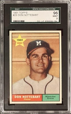 1961 Topps #29 Don Nottebart SGC 96 Mint 9 - Image 1 of 2