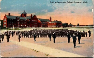 Drill at Industrial School Lansing Michigan Postcard - Picture 1 of 2