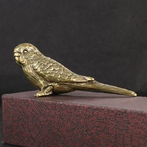 Massive Messing Elster Vogel Papagei Statue Miniatur Mini Figur Ornament Dekoration - Bild 1 von 7