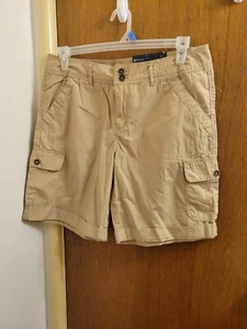 Faded Glory*Small Hole* Womens Size 12 Beige Brown Bermuda Cargo Shorts New Nwt - Picture 1 of 24