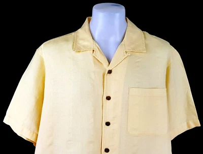 CARIBBEAN Mens LINEN Yellow S/S EVENING SHIRT - XL - Chest 54" - RRP £79 - Image 1 of 4