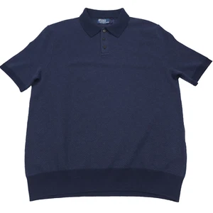 $198 Polo Ralph Lauren Blue Wool Herringbone Short Sleeve Sweater Mens Medium - Picture 1 of 9