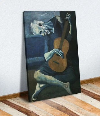 Pablo Picasso The Old Guitarist MUSIC CANVAS WALL ART ARTWORK FRAMED PRINT - Image 1 of 4