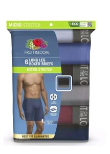6-Pack FRUIT OF THE LOOM Men's Long Leg Boxer Briefs Micro-Stretch Wicking - Picture 1 of 3