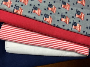 Flags, Stripes & Solids Flannel Lot - Picture 1 of 7