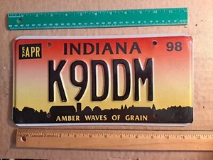 License Plate, Indiana, 1998, Amber Waves, Radio Operator, K9 DDM - Picture 1 of 1