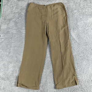 Nurture Boho Damen Lagenlook erdige Seide Leinen Hose M hellbraun weites Bein Rollbündchen - Bild 1 von 16